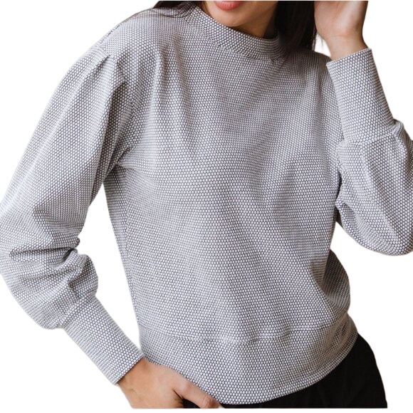 Albion Tops - ALBION Serina Top Sweatshirt Honeycomb Puff Sleeves